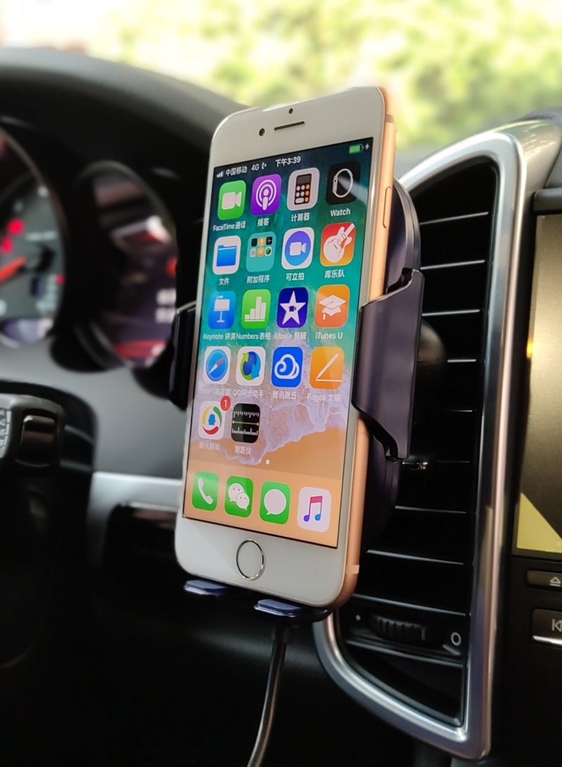 كابتن تيك شاحن سيارة لاسلكي يعمل بالأشعة تحت الحمراء، تحويل التردد الذكي، مخرج هواء، حامل هاتف محمول، حامل هاتف، مشبك دعم مناسب للشحن اللاسلكي للهواتف المحمولة - Image 2