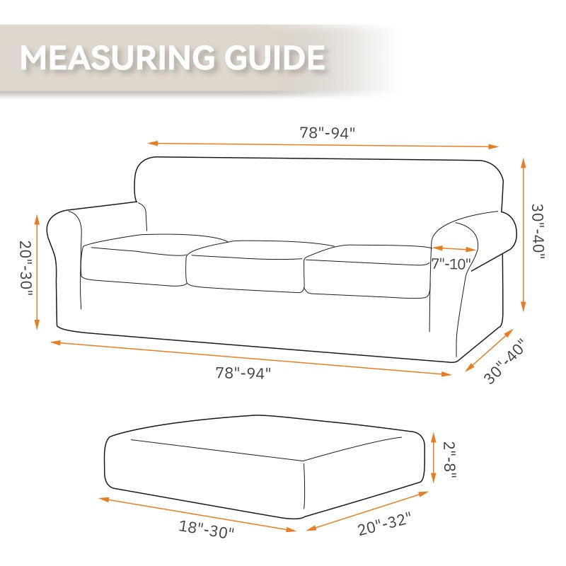KEKUOU 4 Pieces Stretch Couch Covers for 3 Cushion Couch Sofa pet Friendly 2024 Newest Sofa Covers Washable Soft Elastic Dogs Furniture Protector(Sofa Camel) - Image 5