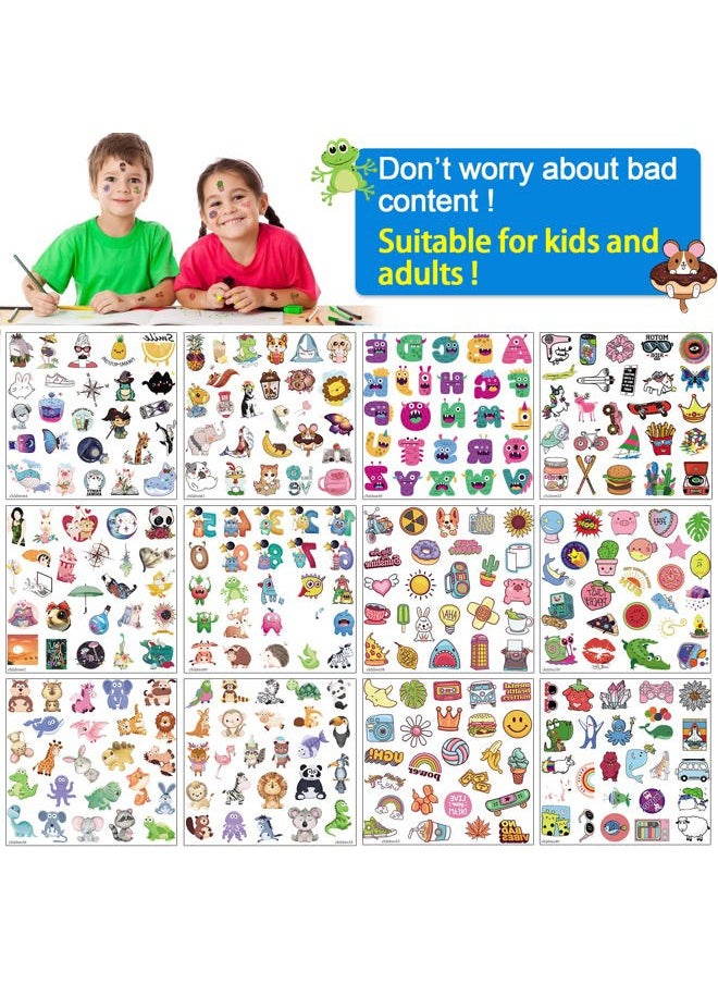 Aresvns - Temporary Tattoo for Kids,300+ PCS Cute Mixed Style Cartoon Fake tattoos for boys girls,Waterproof, last long,non-toxic and easy to remove,Animals Fruits Number Dinosaurs Rabbits Ect - Image 1