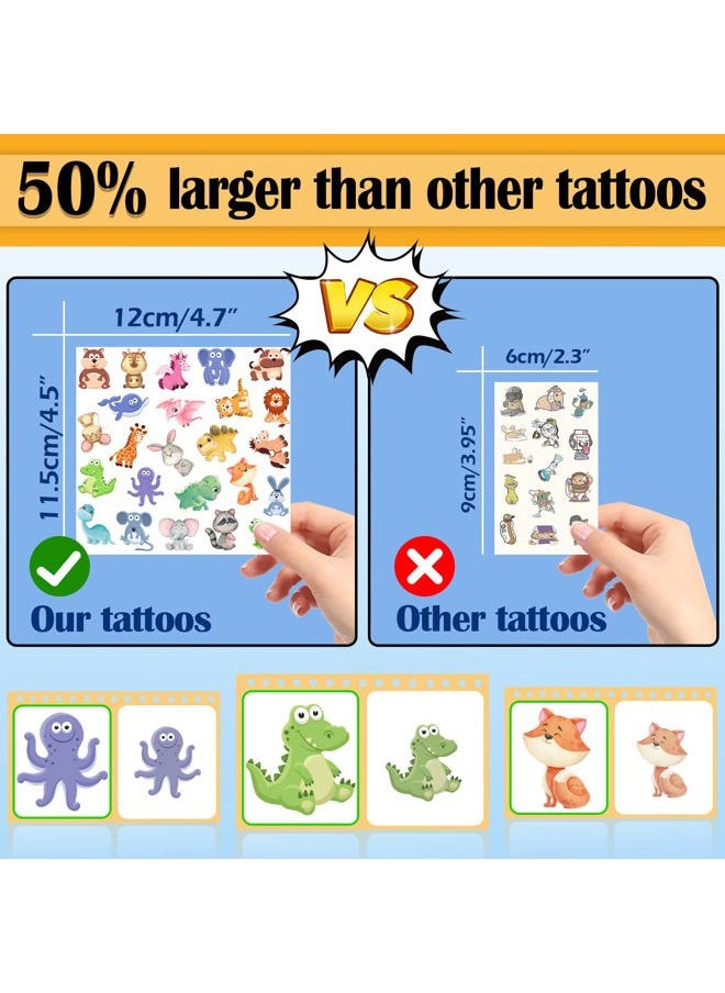 Aresvns - Temporary Tattoo for Kids,300+ PCS Cute Mixed Style Cartoon Fake tattoos for boys girls,Waterproof, last long,non-toxic and easy to remove,Animals Fruits Number Dinosaurs Rabbits Ect - Image 1