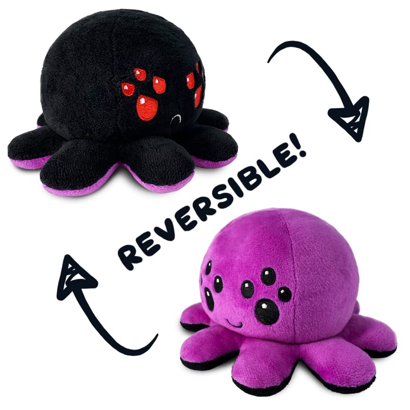 TeeTurtle - The Original Reversible Spider Plushie - Purple + Black - Cute Sensory Fidget Stuffed Animals That Show Your Mood - Perfect for Halloween! - Image 3