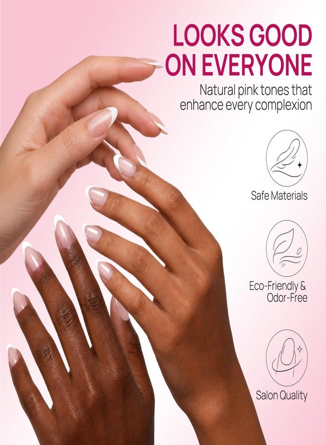 Krofaue French Tip Short Almond Nail Tips, 150PCS Full Cover False Nails, 15 Sizes Reusable Glossy Press On Nails for DIY Salon Manicure - Image 3
