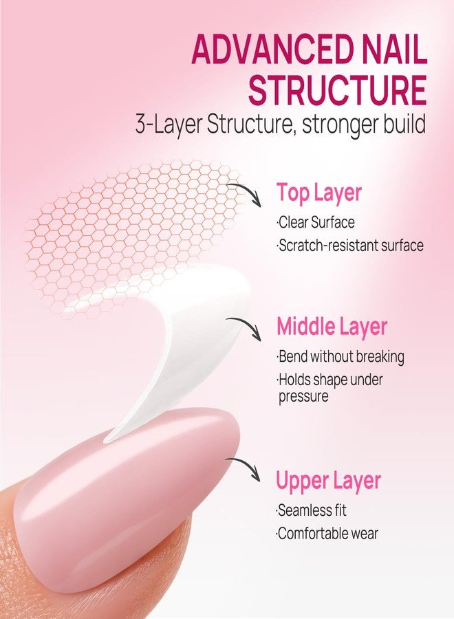 Krofaue French Tip Short Almond Nail Tips, 150PCS Full Cover False Nails, 15 Sizes Reusable Glossy Press On Nails for DIY Salon Manicure - Image 5