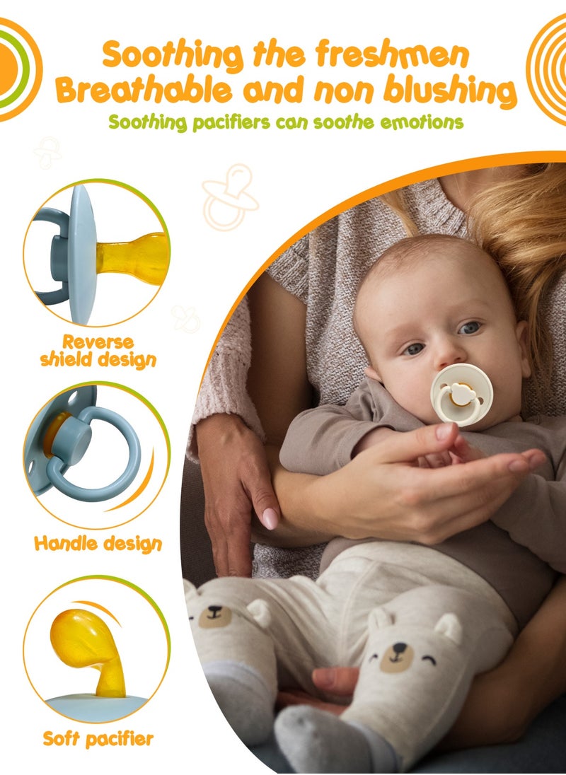 URbazaar 4Pcs Pacifiers Colour Collection Natural Rubber Baby Pacifier Round Nipple BPA-Free Soothers .  - Image 2