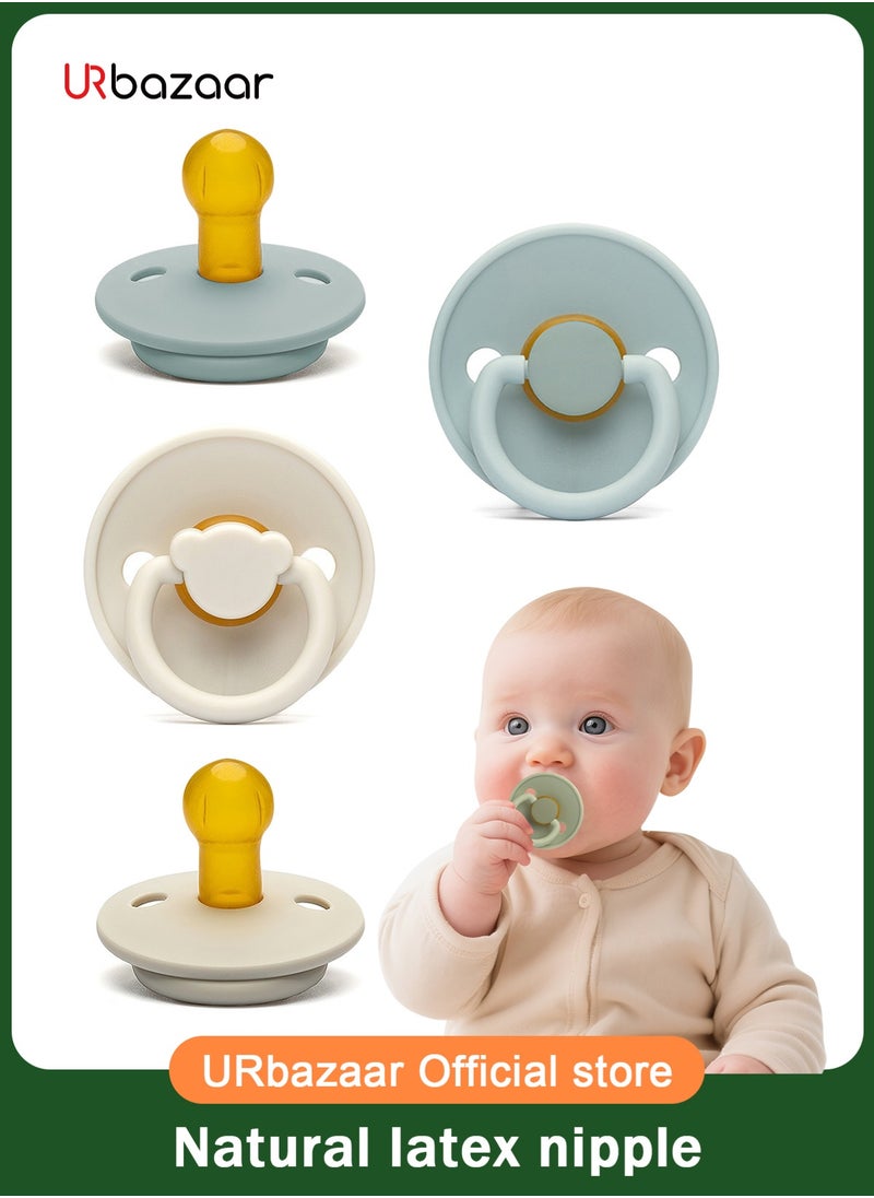 URbazaar 4Pcs Pacifiers Colour Collection Natural Rubber Baby Pacifier Round Nipple BPA-Free Soothers .  - Image 1