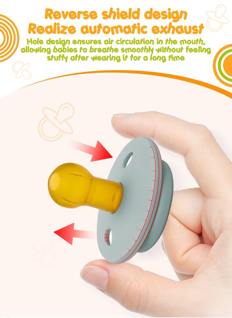URbazaar 4Pcs Pacifiers Colour Collection Natural Rubber Baby Pacifier Round Nipple BPA-Free Soothers .  - Image 4