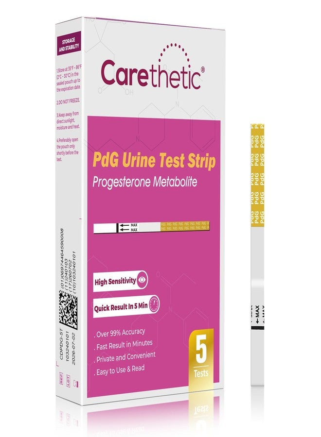 شرائط اختبار Carethetic PdG - مجموعة اختبار البروجسترون في البول - اختبار تأكيد الإباضة المنزلي للنساء - 5 اختبارات - Image 1