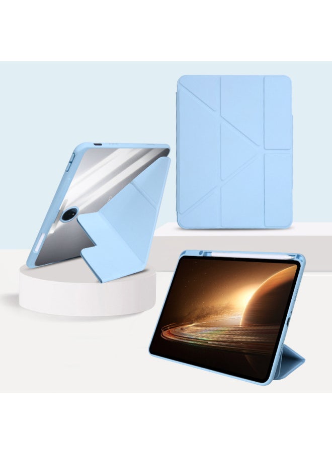 Generic - OPPOPad34Pro Flat Protective Cover Pad2 Acrylic Light And Thin 3 Y Folding Variable PadAir2 Anti-bending Suitable-Color:White Ice Blue [one/variable Buckle]]-Applicable Model:Oppo Pad4 Pro (13.2inch ) (2.0 Backplane) Shipped Around 10 - Image 1