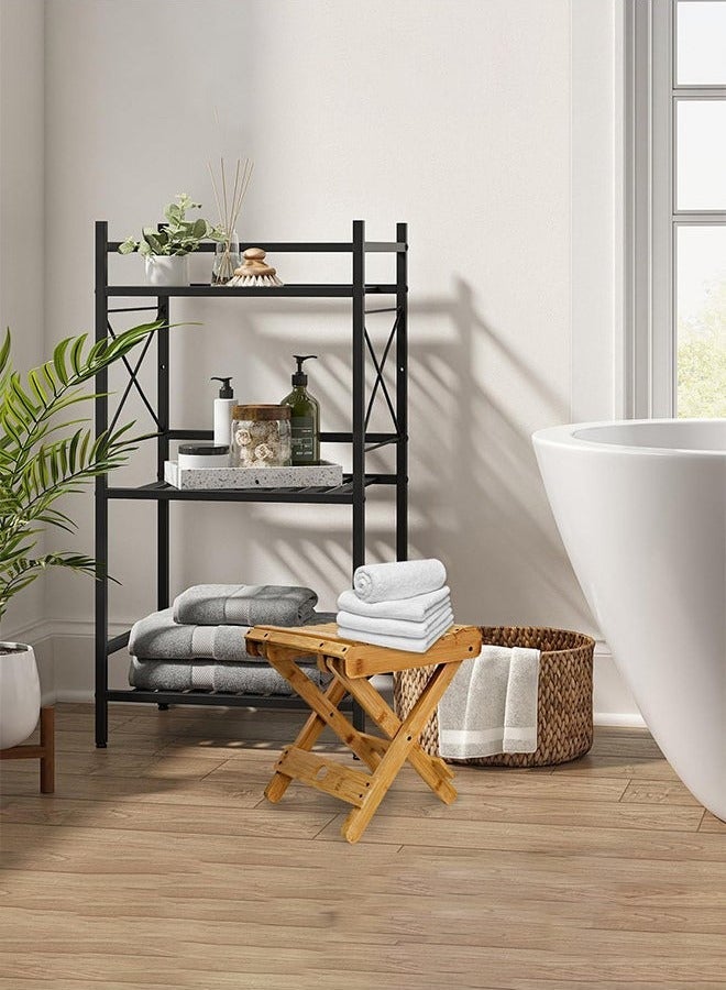 Folding Stool Natural Bamboo Chair Stool for Shaving Foot Rest Shower Picnic Fishing - Image 5