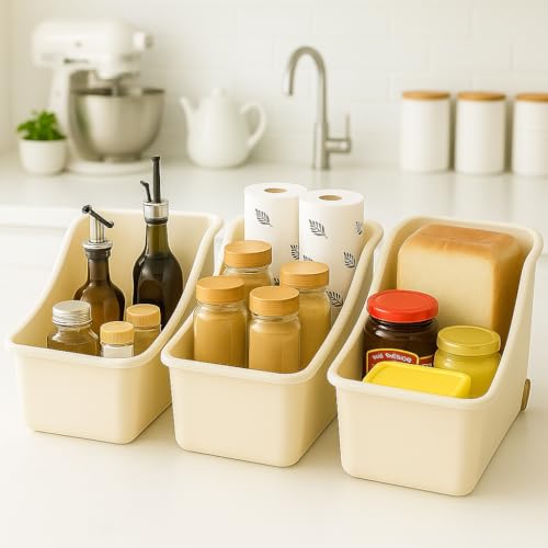 HOMEZE Multi-Purpose Storage Basket with Wheels – Portable Rolling Organizer for Kitchen, Pantry, Bathroom, and Under-Sink Storage – Durable Ventilated Basket (Pack of 3) - Image 1