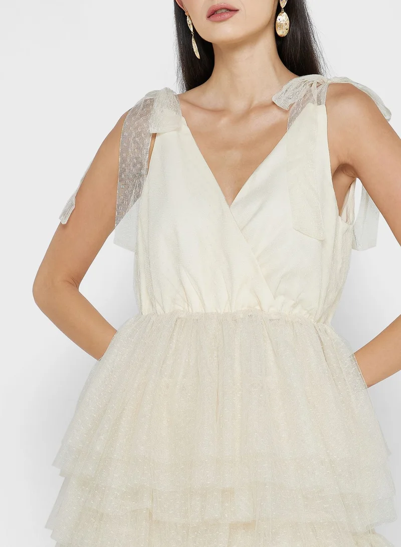 Just Me Layered Tulle Midi Dress
