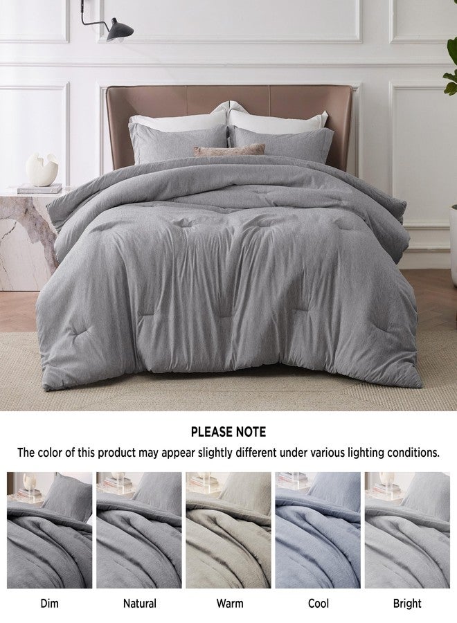 بيد شور طقم لحاف كبير الحجم من Bedsure - لحاف رمادي داكن كبير الحجم، مفروشات ناعمة لجميع الفصول، طقم مفروشات مصبوغ بتقنية الأيونات، 3 قطع، لحاف واحد (98 بوصة × 98 بوصة) و2 غطاء وسادة - Image 5