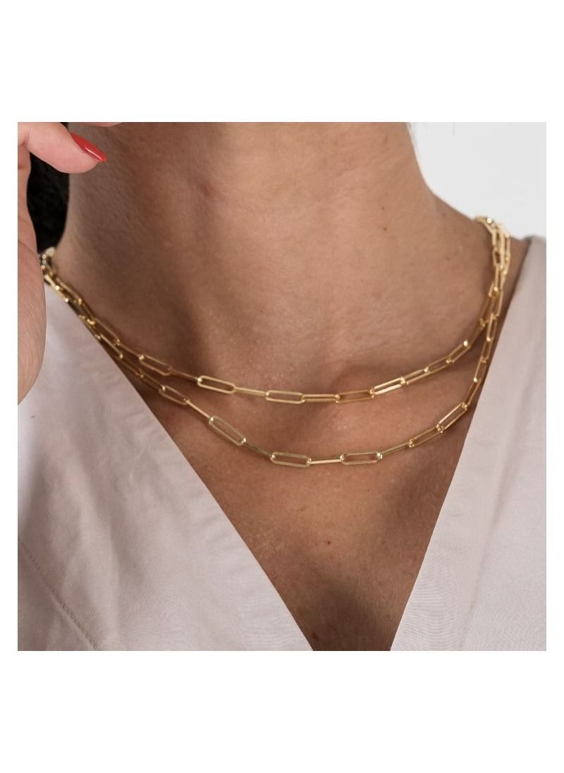 Gold Zone - Real Gold Paper Clip Necklace - Image 1