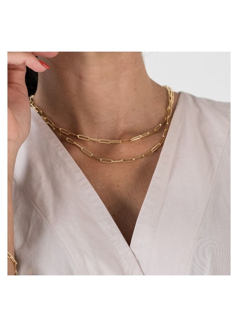 Gold Zone - Real Gold Paper Clip Necklace - Image 1