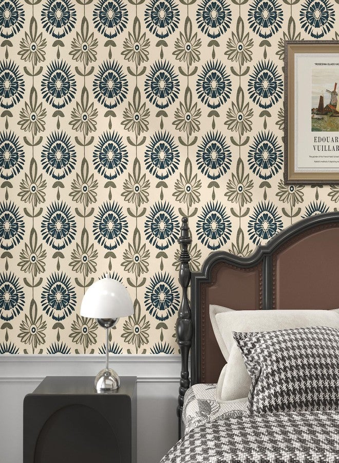 BOKEBEVE Floral Contact Paper,Boho Wallpaper Peel and Stick,Removable Wall Paper for Countertop Cabinet Walls Renter Friendly Beige 17.5 x 393.5In - Image 4