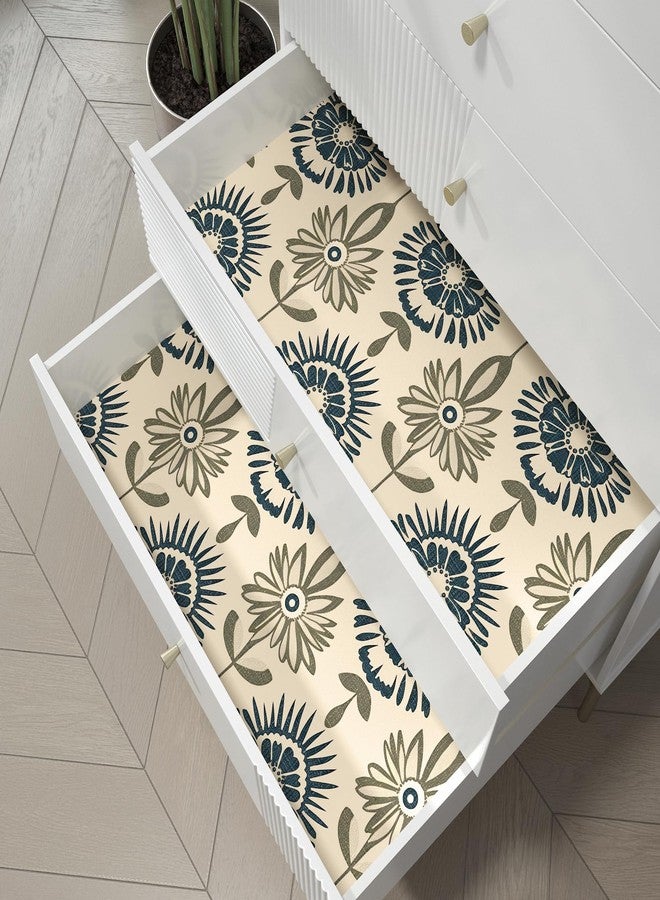 BOKEBEVE Floral Contact Paper,Boho Wallpaper Peel and Stick,Removable Wall Paper for Countertop Cabinet Walls Renter Friendly Beige 17.5 x 393.5In - Image 5