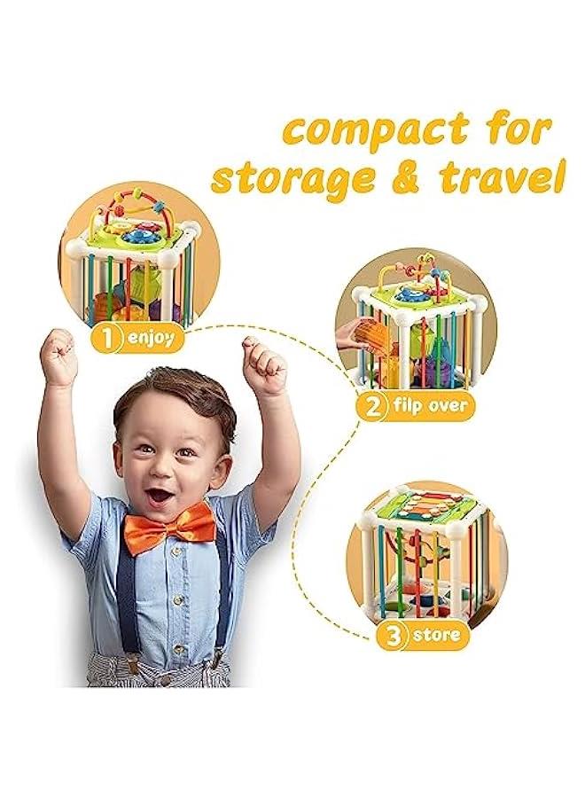 MIXDE 5 in 1 Baby Toys 6 to 12 Months, Montessori Sensory Toys Shape Sorter Colorful Cube with 10 Pcs Stacking Toys,Developmental Learning Toys for Girls Boys Gifts - Image 4