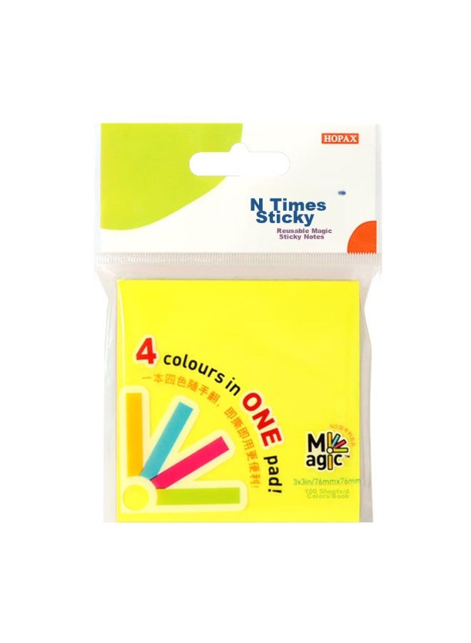 Stickn Magic Sticky Notes Memo Pads 76*76mm فلورسنت 4 ألوان 100 ورقة/كتاب 31101 - Image 4