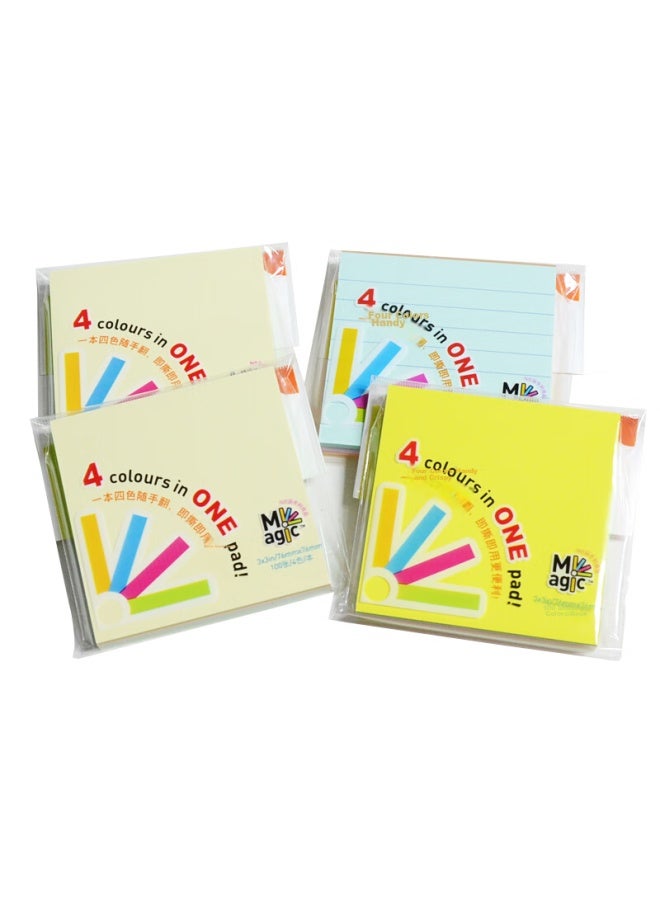 Stickn Magic Sticky Notes Memo Pads 76*76mm فلورسنت 4 ألوان 100 ورقة/كتاب 31101 - Image 3