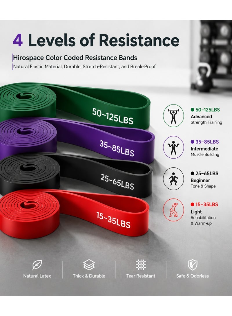 Hirospace Resistance Bands Set for Home Gym, 4 Resistance Levels with Handles, Door Anchor & Carry Bag for Full Body & Glute Training - Image 2