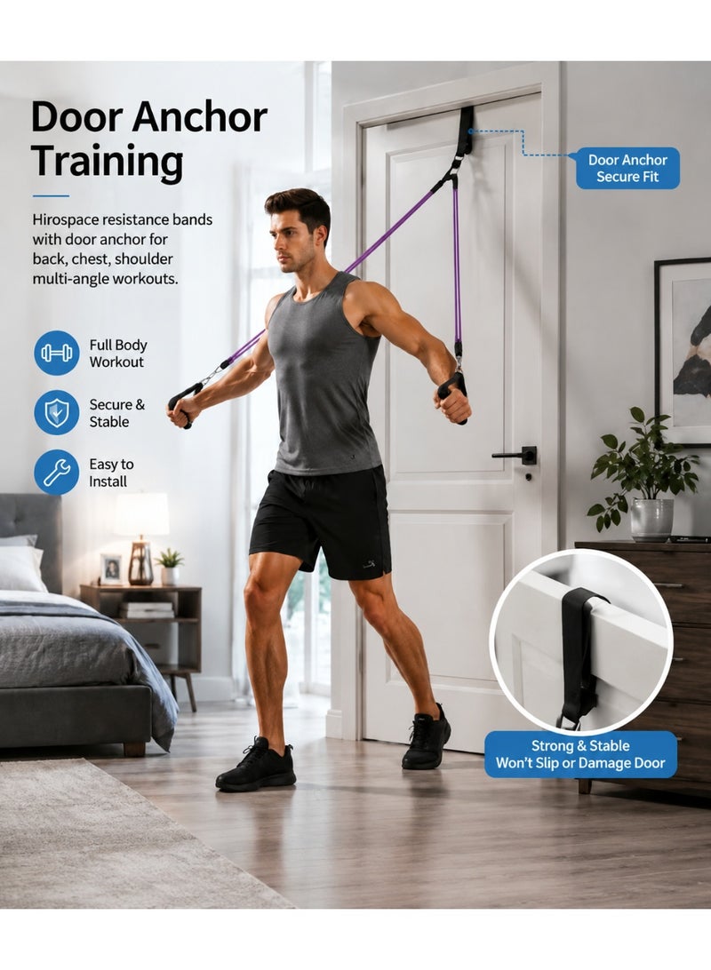 Hirospace Resistance Bands Set for Home Gym, 4 Resistance Levels with Handles, Door Anchor & Carry Bag for Full Body & Glute Training - Image 4