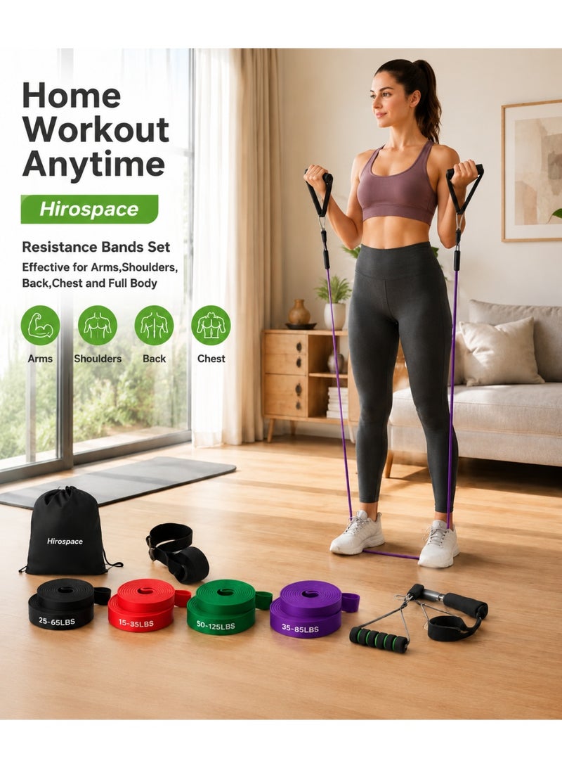 Hirospace Resistance Bands Set for Home Gym, 4 Resistance Levels with Handles, Door Anchor & Carry Bag for Full Body & Glute Training - Image 5