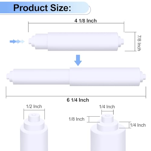 Rindion 4 Pack Toilet Paper Holder Spring Rod, White Toilet Paper Roller Replacement, Plastic Toilet Paper Holder Replacement Rod - Image 2