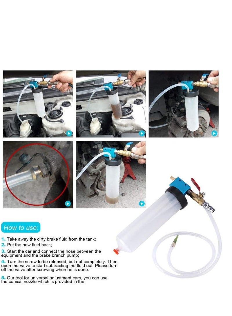 SYOSI Auto Car Brake Fluid Oil Change Replacement Tool Metal White Automotive Pump Bleeder Emptying Drain Kit(9.65 x 5.12in) - Image 4