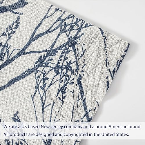 DriftAway Tree Branch Linen Lined Valance Double Layer Thermal Insulated Room Darkening Blackout Valances 3 Inch Rod Pocket Short Window Valance for Living Room Bathroom 52 Inch by 14 Inch Blue - Image 3