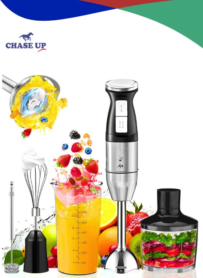 Chase Up 5-in-1Hand Blender,2-Speed Immersion Multi-Purpose Stainless Steel Stick Blender,800ml Mixing Beaker,500ml Food Processor,Whisk,froth,Masher,chop,Splash Control(Black - Image 1