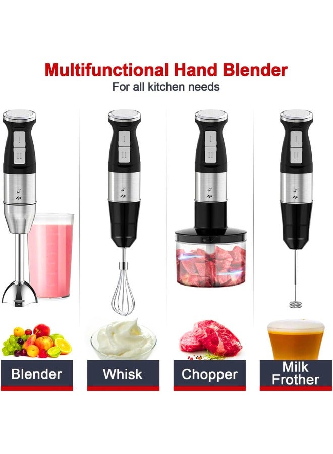 Chase Up 5-in-1Hand Blender,2-Speed Immersion Multi-Purpose Stainless Steel Stick Blender,800ml Mixing Beaker,500ml Food Processor,Whisk,froth,Masher,chop,Splash Control(Black - Image 3