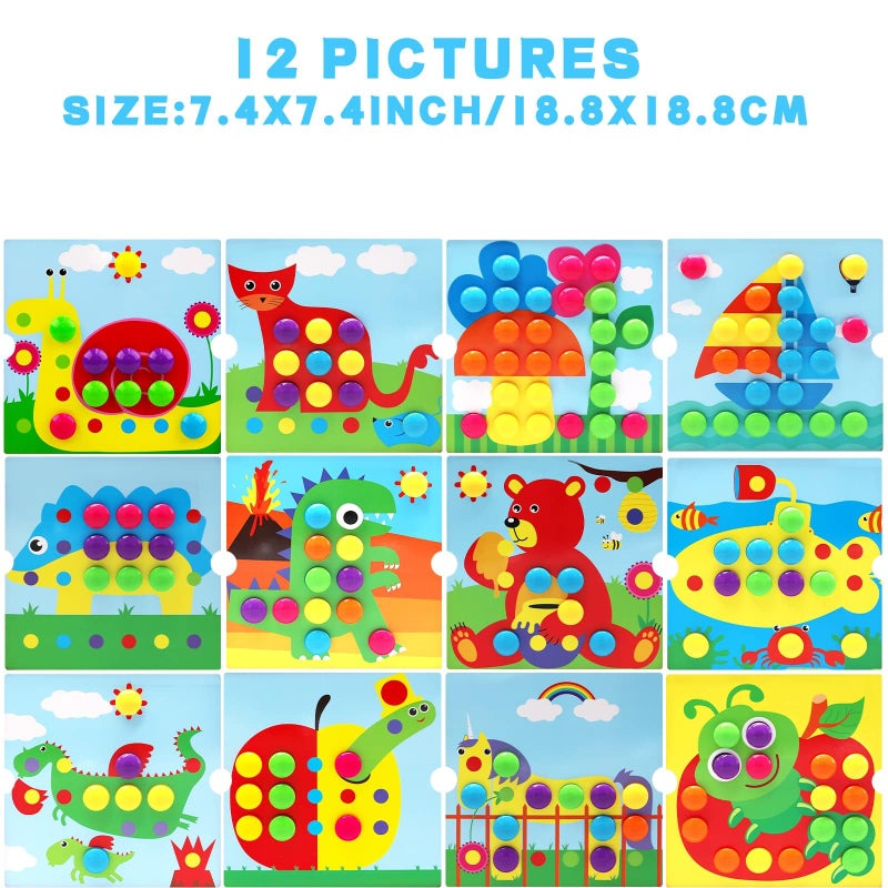 AluAbi Button Art Toys for Toddlers 3-5 Years Old,Educational Color Matching Mosaic Pegboard & Fine Motor Skills Game,Early Preschool Learning Crafts Activity for Boys & Girls,Gifts for Kids Ages 3+ - Image 4