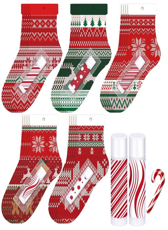 Leelosp 50 Pack Christmas Lip Balm Bulk Christmas Santa Sock Candy Peppermint Cane Scented Lip Balms Bulk Holiday Favor Gifts Xmas Party Gifts Xmas Items Stocking Stuffers for Women Men Staff Employee - Image 1