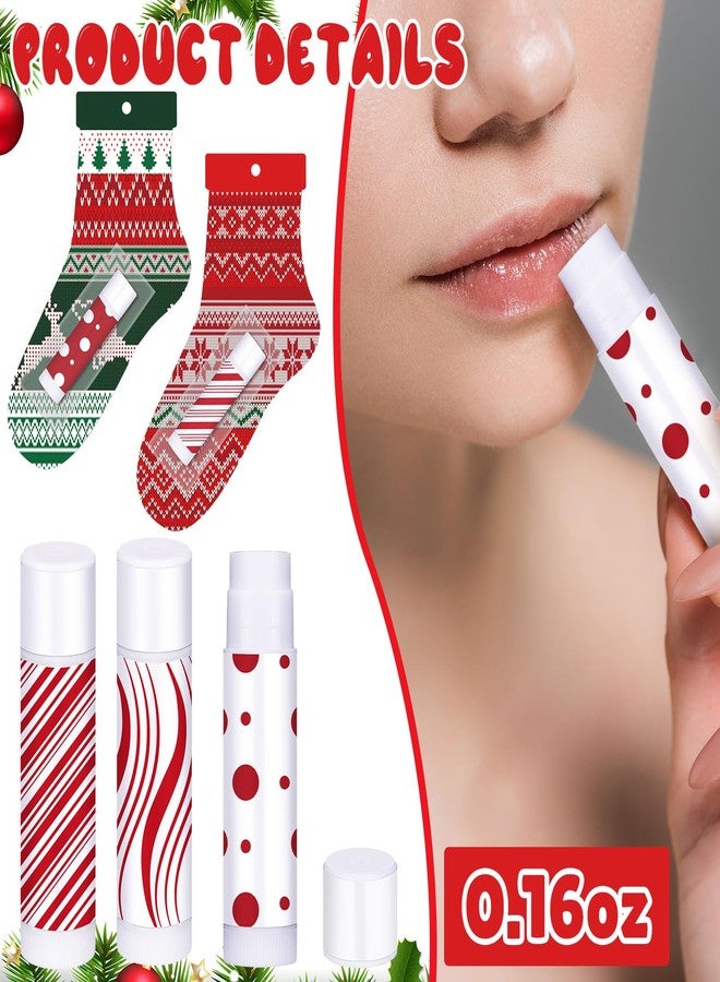 Leelosp 50 Pack Christmas Lip Balm Bulk Christmas Santa Sock Candy Peppermint Cane Scented Lip Balms Bulk Holiday Favor Gifts Xmas Party Gifts Xmas Items Stocking Stuffers for Women Men Staff Employee - Image 3