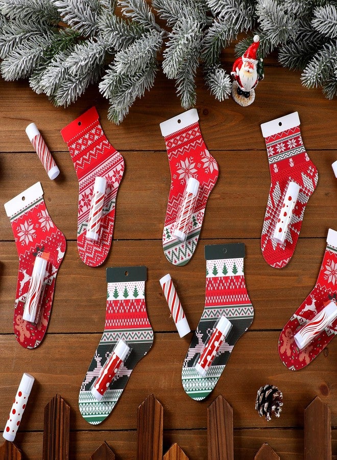 Leelosp 50 Pack Christmas Lip Balm Bulk Christmas Santa Sock Candy Peppermint Cane Scented Lip Balms Bulk Holiday Favor Gifts Xmas Party Gifts Xmas Items Stocking Stuffers for Women Men Staff Employee - Image 2