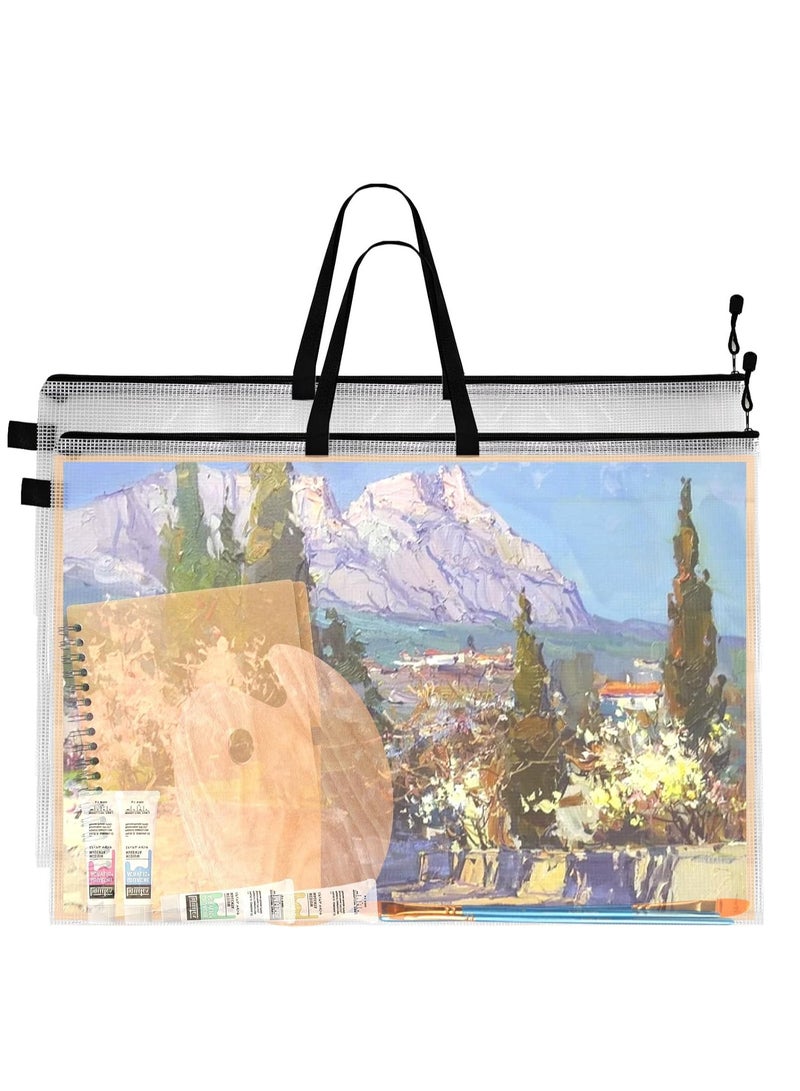 Generic 24 x 36 Inch Art Portfolio Case Art Portfolio Bag Art Portfolio Bag Large Posters Storage Bag Portfolios Bags with Zipper and Handle Portfolio Folder for Artwork Artist Supply Organizer and Zipp（2PCS)  - Image 1