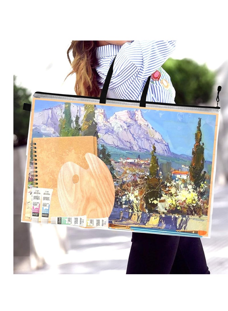 Generic 24 x 36 Inch Art Portfolio Case Art Portfolio Bag Art Portfolio Bag Large Posters Storage Bag Portfolios Bags with Zipper and Handle Portfolio Folder for Artwork Artist Supply Organizer and Zipp（2PCS)  - Image 2