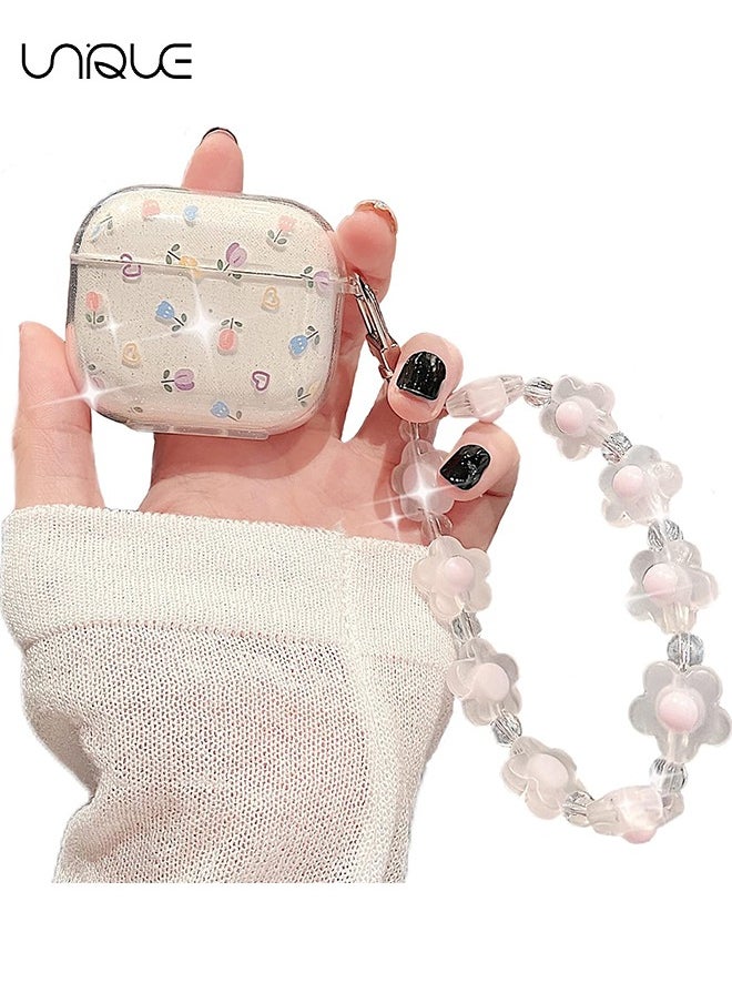 Unique - Compatible with Air pods Pro 2 Case, Cute Clear Glitter, Shockproof Soft TPU Case for Girls & Women, With Lanyard, Designed for Air pods Pro Gen 2 - Image 1
