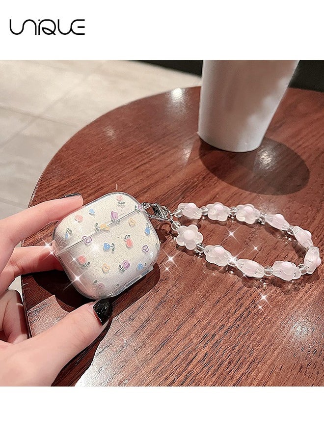 Unique - Compatible with Air pods Pro 2 Case, Cute Clear Glitter, Shockproof Soft TPU Case for Girls & Women, With Lanyard, Designed for Air pods Pro Gen 2 - Image 1