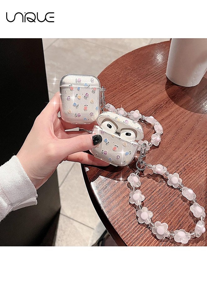 Unique - Compatible with Air pods Pro 2 Case, Cute Clear Glitter, Shockproof Soft TPU Case for Girls & Women, With Lanyard, Designed for Air pods Pro Gen 2 - Image 1
