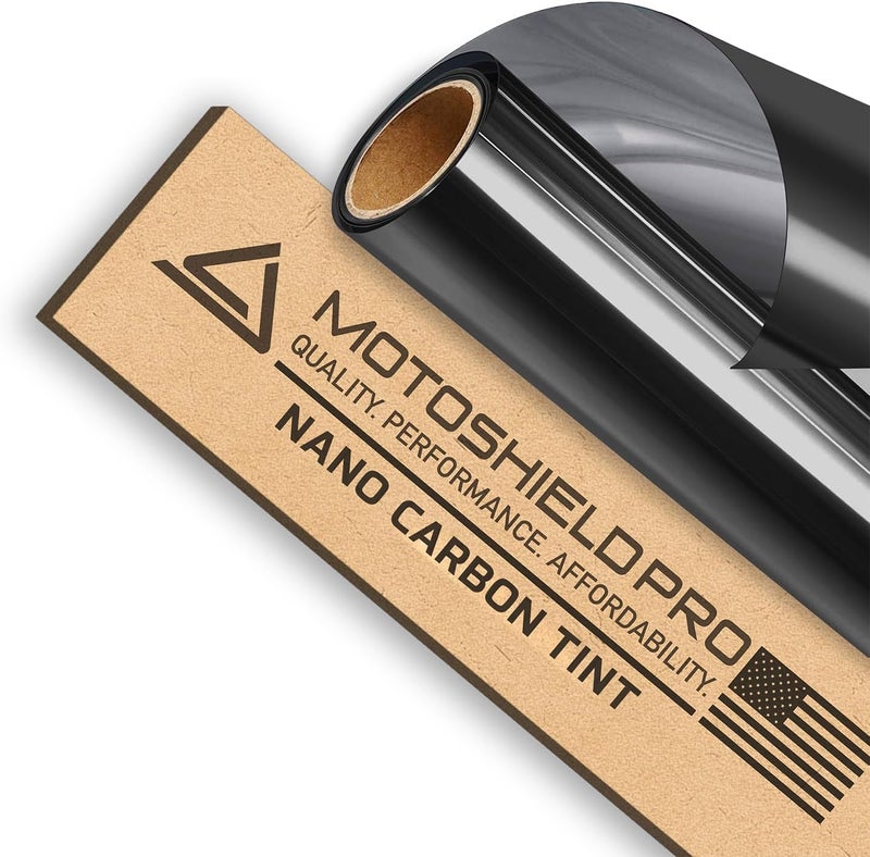 MotoShield Pro Professional Carbon Window Tint Film - 5% VLT (24” x 5’ Roll) - Reduces Heat & Blocks 99% UV Rays - Image 1