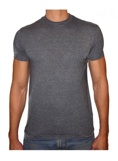 PHOENIX Basic Charcoal Round Neck T-Shirt For Men