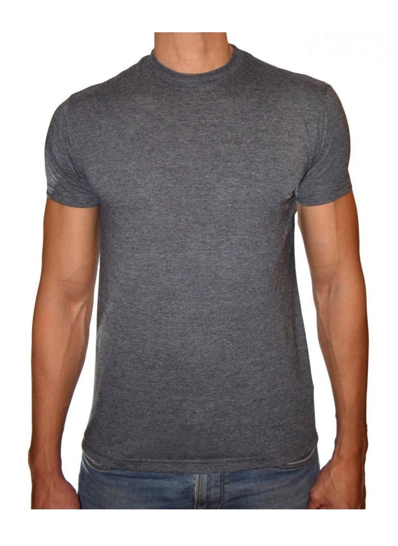 PHOENIX Basic Charcoal Round Neck T-Shirt For Men