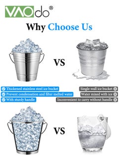 VAOdo 2PCS Ice Buckets and Stainless Steel Ice Cubes  for Parties Stainless Steel Beverage Chiller with Handle Party Restaurant Dinner Wedding  - Image 4