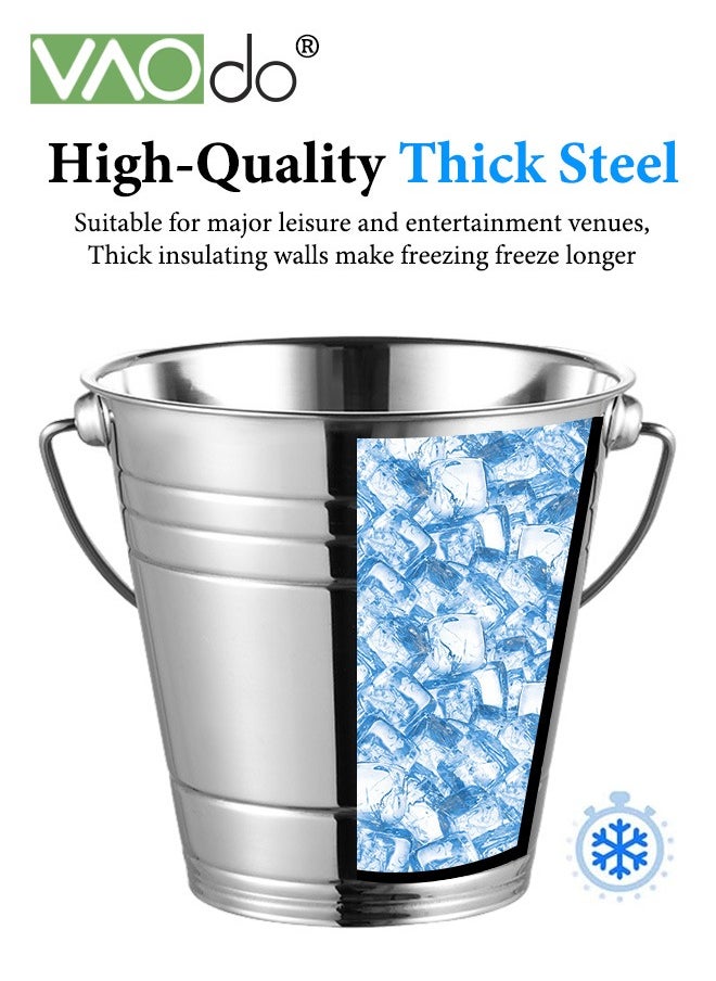 VAOdo 2PCS Ice Buckets and Stainless Steel Ice Cubes  for Parties Stainless Steel Beverage Chiller with Handle Party Restaurant Dinner Wedding  - Image 3