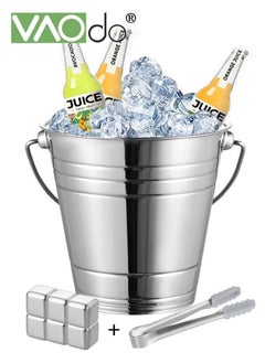 VAOdo 2PCS Ice Buckets and Stainless Steel Ice Cubes  for Parties Stainless Steel Beverage Chiller with Handle Party Restaurant Dinner Wedding  - Image 1