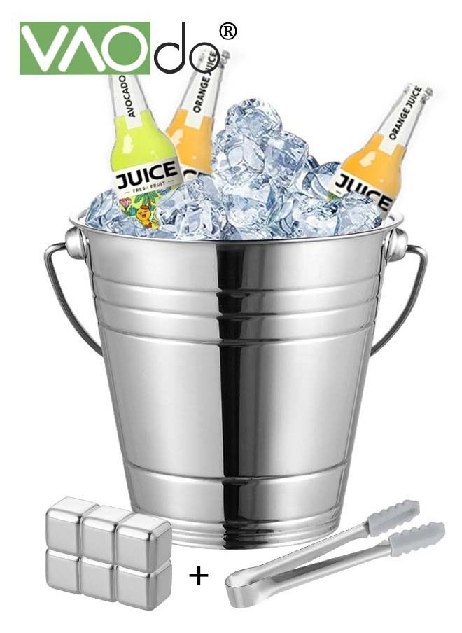 VAOdo 2PCS Ice Buckets and Stainless Steel Ice Cubes  for Parties Stainless Steel Beverage Chiller with Handle Party Restaurant Dinner Wedding  - Image 1