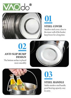 VAOdo 2PCS Ice Buckets and Stainless Steel Ice Cubes  for Parties Stainless Steel Beverage Chiller with Handle Party Restaurant Dinner Wedding  - Image 2