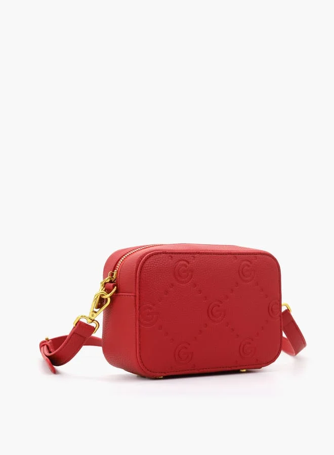 غابرييلا غوتشي Gabriella Gucci Monogram Embossed Crossbody Bag with Zip Closure