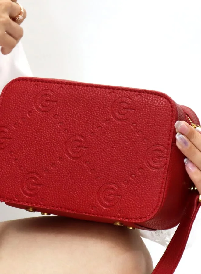 Gabriella Gucci Gabriella Gucci Monogram Embossed Crossbody Bag with Zip Closure